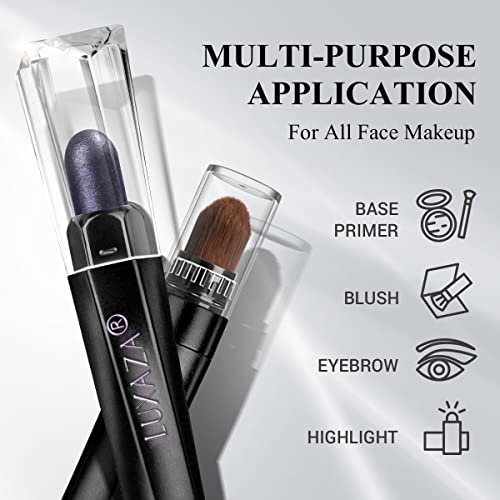 LUXAZA 6 PCS Purple Metallic Eyeshadow Stick Set, Light to Dark Cream Eye Shadow Pencil Crayon Brightener Highlighter Makeup Stick Kit, Hypoallergenic Waterproof Shimmer Eyeliner Make Up