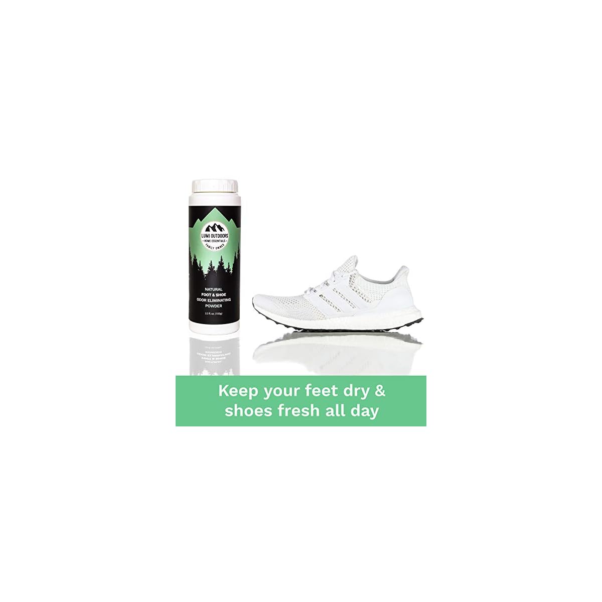 Natural Foot Powder Deodorizer & Shoe Odor Eliminator Talc Free Foot