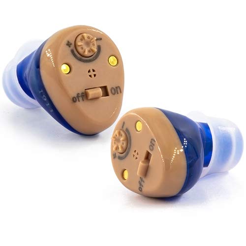 R&L Rechargeable Hearing Amplifier C100 to Aid and Assist Hearing for Adults and Seniors, Digital CIC ITE ITC Style Device with Feedback Cancellation, Fit Both Ears (2 Pack)
