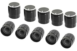 URBEST® 20Pcs Black Metal Liner Taper Rotary Potentiometer Control Knobs Cap Adjustable for 6mm Knurled Shaft Dia.