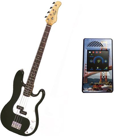 It's All About the Bass Pack-Black Kay Electric Bass Guitar Medium Scale w/Snark Touch Screen Metronome (San Francisco)