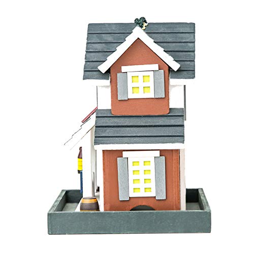 MEWANG Hanging Colourful Bird Feeder Garden Country Cottages Wooden Bird Feeder Height 9" - Thumbnail 5