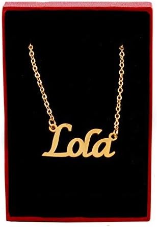 KiguLola Personalised Name Necklace - 18ct Gold Plated Necklace - Adjustable Chain 16" - 19" - Incl Gift Packaging