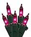 Vickerman 100 Lights Pink Green Wire End Connecting Lock Set with 4-Inch Spacing and 33-Feet Length, Comes in Box