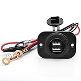 Astra Depot Boat Marine Carvans 12V Waterproof Power Outlet Cigarette Lighter Socket 1.2A 2.1A Dual USB Charger Panel Flush Mount For Benelli Aprilia KTM BMW (1PC)