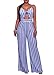 SheKiss Womens Sexy Spaghetti Strap Striped High Waist Wide Leg Long Pants Palazzo Jumpsuit Romers Ladies Outfits LightBlue Small