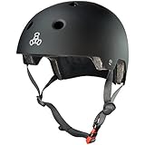 Triple Eight Dual Certified Bike and Skateboard Helmet, Black Matte, Small / Medium (3037)