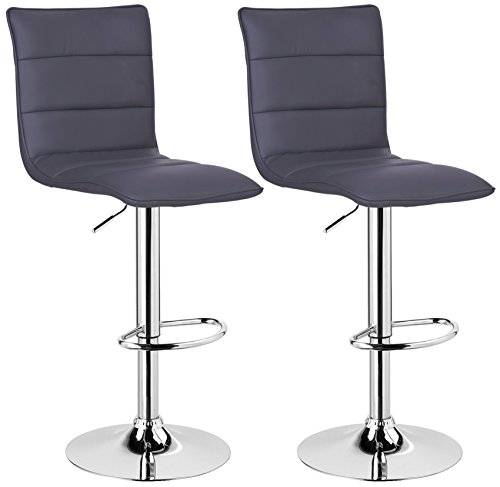 WOLTU BH15gr-2 Design Hocker mit Griff, 2er Set, stufenlose Höhenverstellung, verchromter Stahl, Antirutschgummi…