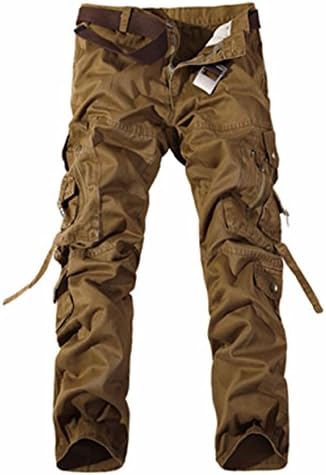 YShowntide Men Cargo Pants Army Green Big Pockets Decoration dark yellowish brown 38