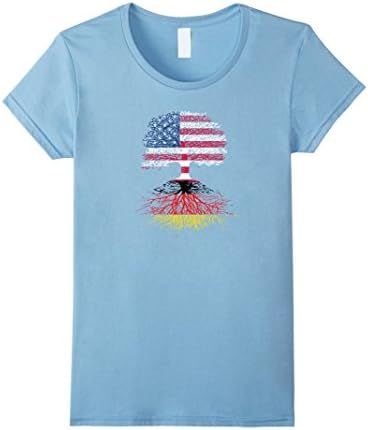 Women's American Citizen with German Roots T-Shirt Medium Baby Blue