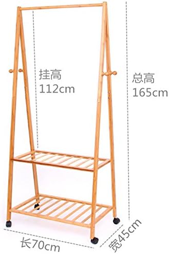 Coat rack,Landing simple modern bamboo bedroom mobile rack simple multi-purpose hanging clothes rack-D