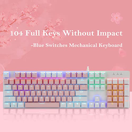 Basaltech 100-Key Mechanical Gaming Keyboard,Blue Switches,RGB Backlit,Wired USB C Keyboard for PC,Laptop,Gamers & Typists