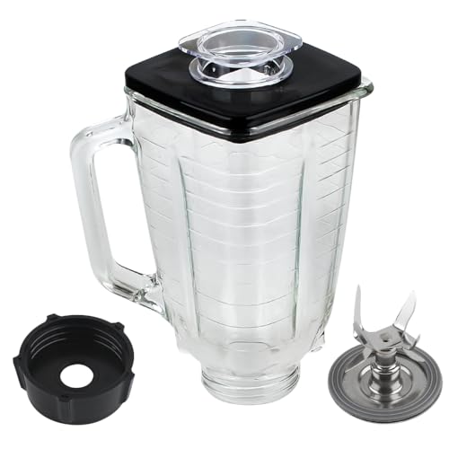 Joyparts Replacement parts 5-Cup Square Glass Jar with blade Assembly,Compatible with Oster Blenders