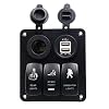 Paymenow-12V-Cigarette-Socket-3-Gang-Waterproof-Double-USB-Power-Charger-Adapter-Flush-Mount-Car-Auto-Boat-Marine-LED-Rocker-Switch-Panel-Circuit-Breakers-for-RV-Car-Boat