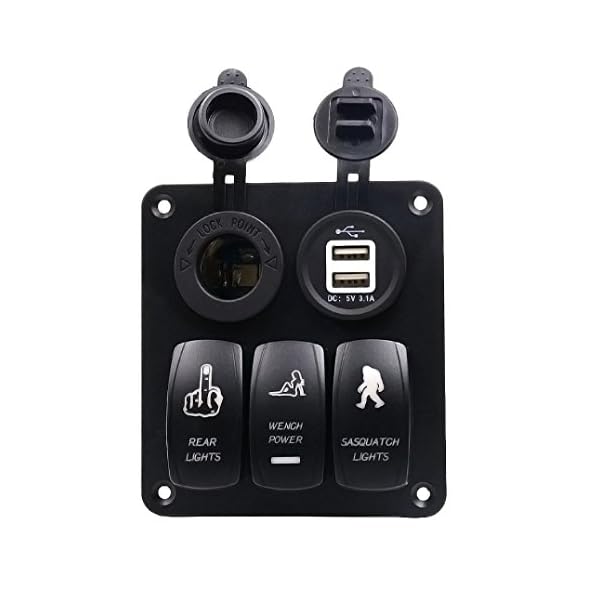 Paymenow-12V-Cigarette-Socket-3-Gang-Waterproof-Double-USB-Power-Charger-Adapter-Flush-Mount-Car-Auto-Boat-Marine-LED-Rocker-Switch-Panel-Circuit-Breakers-for-RV-Car-Boat