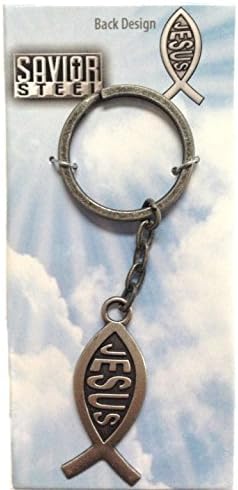 Christian Jesus Savior Steel Keychain Fish Religious Gift Prayer Guardian Angel