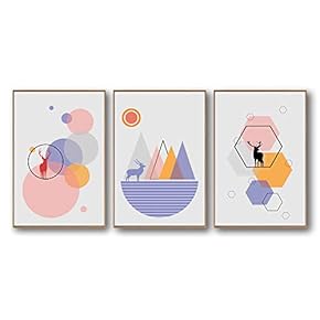 3 Piece Framed Canvas Home Artwork Decoration Abstract Mountain Canvas Wall Art for Living Room, Bedroom - 16"x24"x3 Panels