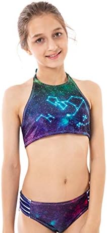 ShinyLuck Girls' Pretty Print 2-Piece Swimsuit Bikini Tankini Set (3-12 Years)