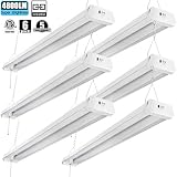 Linkable LED Shop Light 4ft 42W 5000K 4800LM Super Bright, cETLus Certified, Garage Lighting Fixture, with Pull Chain(ON/Off) 5000K (6PK)