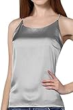 YABINA Women's 100% Pure Silk Basic Plain Camisole Fashion Tank Tops T-Shirt