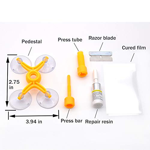 Windshield Repair Kit, Professional Windshield Treatment Car Windshield Crack Repair Kit, Auto Windshield Chip Cracked Glass Repair Resin Fix Bullseye Crack, Rock Chip,Spider Web, Starburst, Half Moon