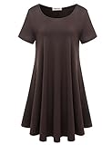 BELAROI Womens Comfy Swing Tunic Short Sleeve Solid T-shirt Dress (3X, Coffee)