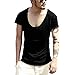 Zbrandy Mens Deep V-Neck T-shirt Men Unisex Sexy Tshirt Fitted Fashion Tees Black XL