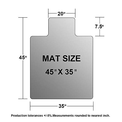 AiBOB 45 X 35 inches Hard Chair Mat, 1/8 inches Thick, Used on Carpet or Hard Floor, Office Floor Mats for Desk Computer
