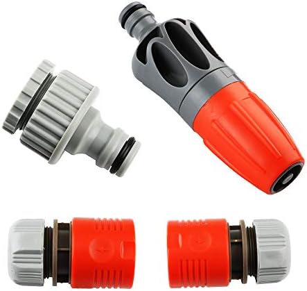 KINYOOO Hose Connection Set, Garden Hose Quick Connector Set, Hose end Accessories and Adjustable Nozzle 13mm (1/2inch)-19mm (3/4inch)(4 PCS)