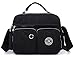 Tiny Chou Lightweight Waterproof Nylon Top-handle Handbag Compact Crossbody Shoulder Bag with Pockets Black