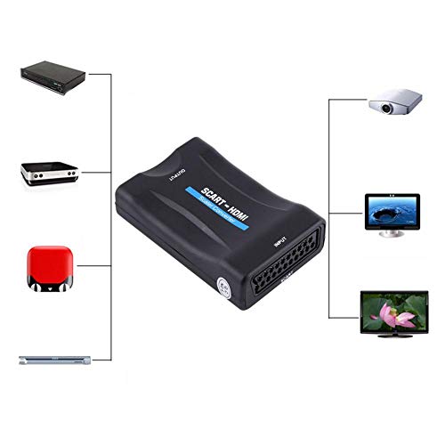Pangding 720P 1080P Scart to HDMI Audio Video Converter Scalers Adapter with USB Cable