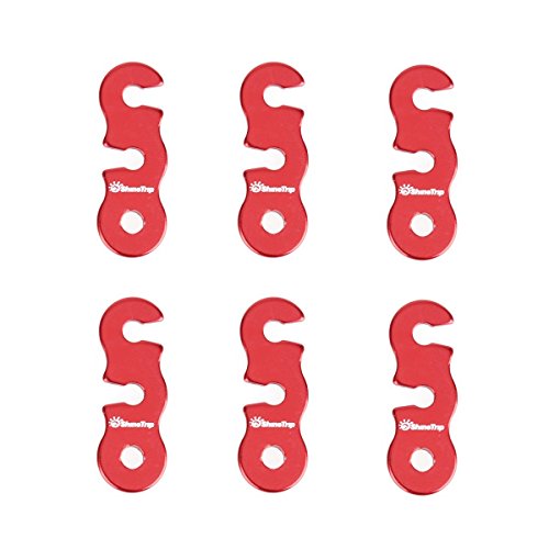 TRIWONDER Aluminum Alloy Guyline Cord Adjuster Tent Tensioners Rope Adjuster for Tent Hiking Camping (Red - 6 Pack)