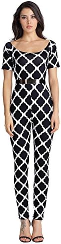 BADI NA Womens Sexy Off Shoulder Print Floral Belted Jumpsuit Clubwear Romper Black 04 S