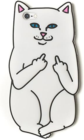 iPhone 6/6s Case, 3D Cute Cartoon Middle Finger Pocket Cat Soft Rubber Silicone Gel Phone Case Cover For iPhone 6/6S (White)