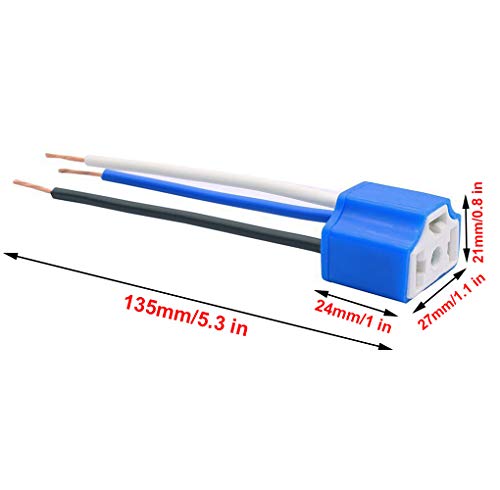 Headlight Socket H4 Wiring Harness Headlight Plug 14AWG Ceramic H4 9003 Connector for Headlight Fog Light Retrofit (pack of 2)