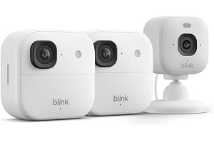 Blink Outdoor 2K+ and Mini 2K+ (newest model) â€” Wireless and plug-in 2K resolution smart security cameras, Sync Module Core included â€” 3 Cameras (White)