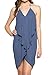 iconic luxe Women's Front Ruffle Mini Dress With Draping Detail Large Denim