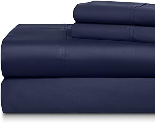 500 Thread Count 100% Cotton Sheet Set, Soft Sateen Weave,King Sheets, Deep Pockets,Hotel Collection,Luxury Bedding-Bestseller- Super Sale 100% Cotton, Navy by Dream Castle Linens