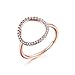SPILOVE Serend 18k Rose Gold Plated Cubic Zirconia CZ Open Circle O Fashion Halo Ring Mothers Day Gifts, Size 8