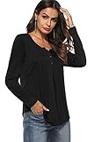 NICIAS Women's Button up Long Sleeve T-Shirt Casual Blouse Tunic Tops