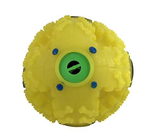 KINREX Food Dispenser for Dog and Cat - Interactive Dog Toys - Funny Dog Puzzle - IQ Treat Ball - Yellow 4"