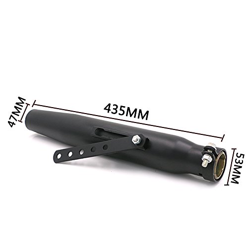 Vintage Motorcycle Slip On Tapered Exhaust Pipe Muffler For Harley Bobber Chopper Cafe Racer 435mm (black) - Thumbnail 2
