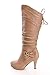 Top Moda Womens Page-65 Knee High Round Toe Lace-Up Slouched High Heel Boots,Taupe,9