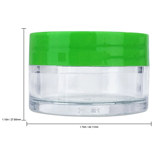Beauticom 20G/20ML Clear Round Sample Jar Containers with Green Lids for Lotion, Creams, Toners, Lip Balms, Cosmetic, Makeup - BPA Free (6 Pieces)