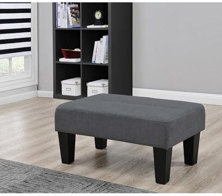 Simple, Stylish Design, Microfiber Upholstered Kebo Ottoman, It's Functional and Versatile You Can Use It As a Side Table, a Coffee Table or an Extra Seat, ( Charcoal)