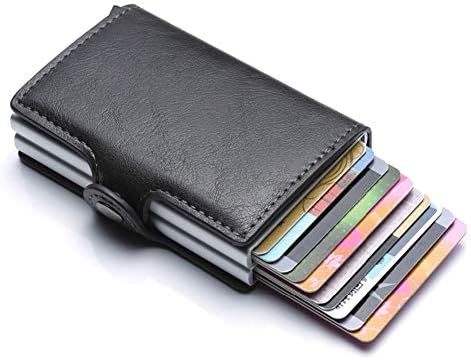 enjtsgyt Unisex Leather Wallet Business ID Card Case Automatic RFID Credit Card Holder