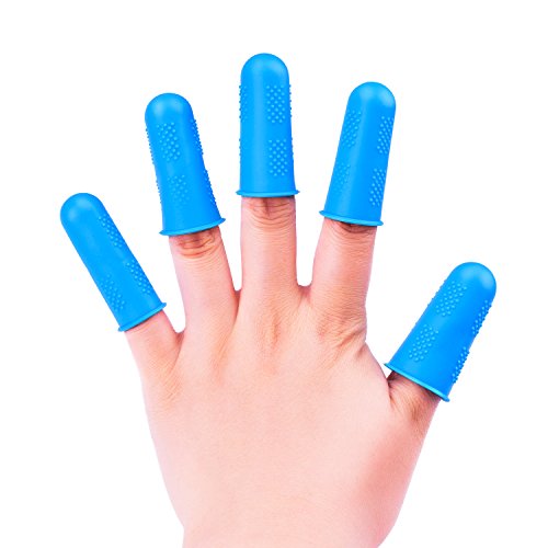 image for WXJ13 10 Pieces 5 Sizes Blue Silicone Hot Glue Gun Finger Protector Ca