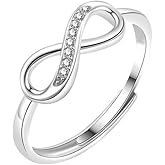 Progresssail Infinity Ring for Women Simple Silver Cubic Zirconia Infinity Rings Stackable Wedding Bands Rings Adjustable Infinity Shape Ring Every Day Ring