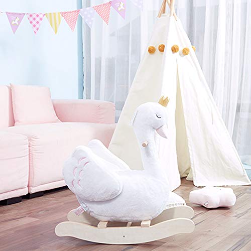 ZhaoXH-Schaukelpferd Baby Schaukelpferd Weiß Holz Schaukelstuhl Schwan Schaukelpferd Kind Schaukelspielzeug Säugling… – Bild 7