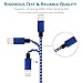 Frieso 3pcs 3FT 6FT 10FT Nylon Braided Charging Cable for iPhone 7, 7 plus, 6s 6 Plus 5s 5c 5,iPhone SE, iPad Pro, Air 2, iPad mini 4 3 2, iPod touch 5th gen / 6th gen / nano 7th gen (Blue white)